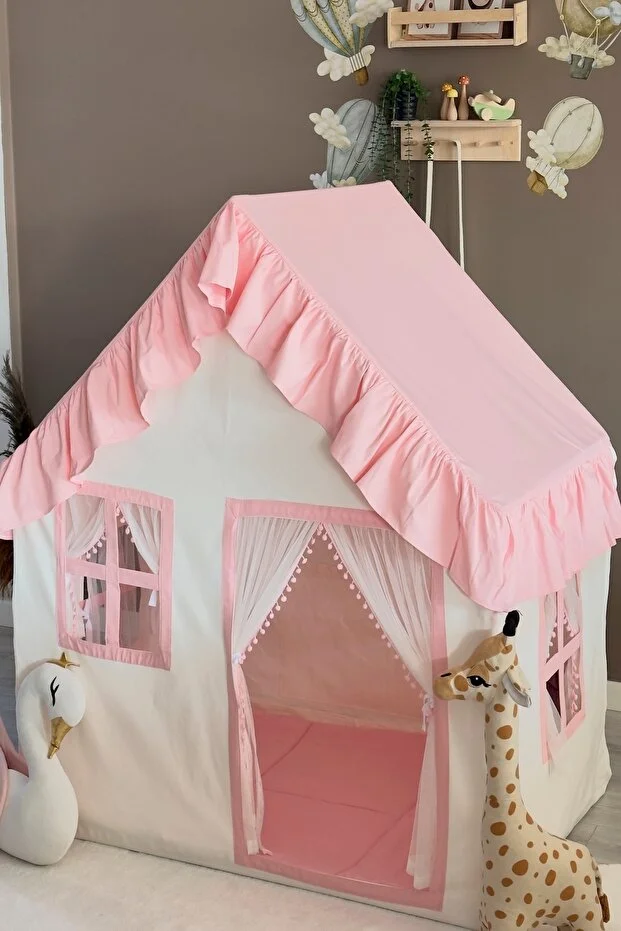 Çocuk Oyun Evi Toz Pembe Renkli Oyun Çadırı Oyun Alanı